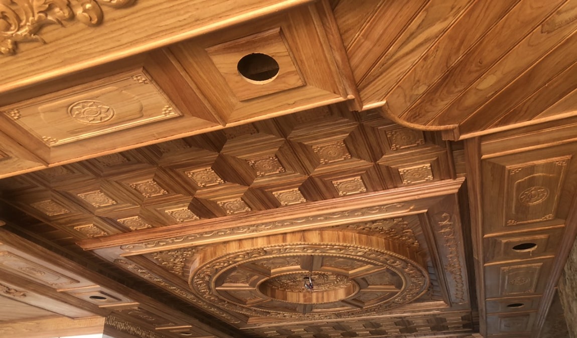 Trần gỗ tự nhiên gõ đỏ